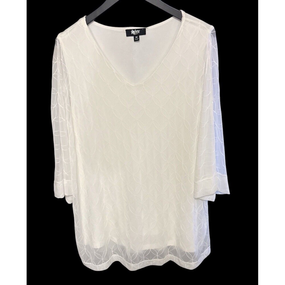 NWT Slim Factor by Investments Woman 2X White Layered V-Neck Top Plus Size